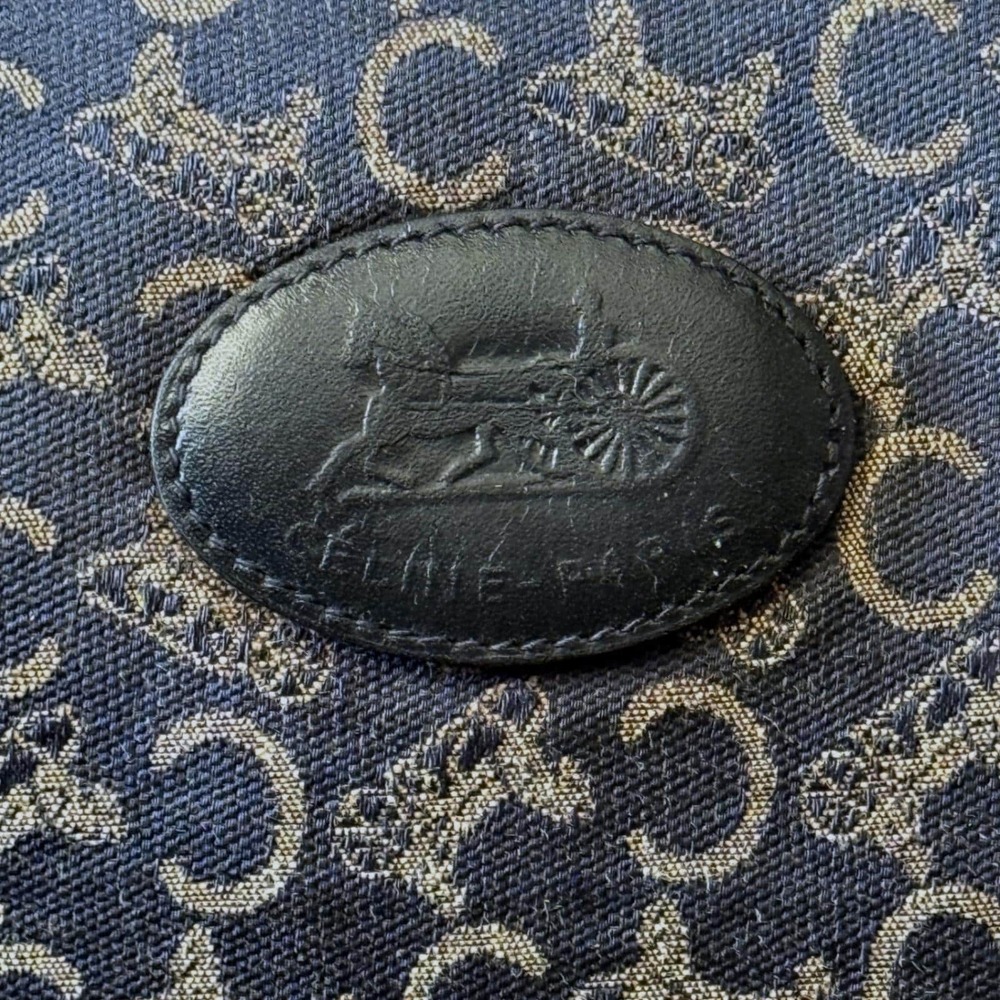 Celine Paris C Sulky Monogram Toiletry Clutch Pouch Navy Blue Jacquard Leather - Picture 6 of 12